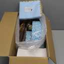 LIYH 210 Pcs Light Blue Plastic Dinnerware Set - Baby Blue Plastic Plates Napkins with Gold Foil Include Bridal Shower Plates Disposable Gold Silverware Napkins Cups for Birthday 30 Guests