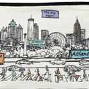 Cities Around the World Artwork Cosmetic Bag Series  Designed in USA, Travel Makeup Bag with Zipper, Souvenir Gift for Women, Artwork Organizer for Purse or Toiletry (Atlanta)