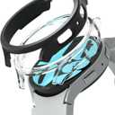 Ringke Slim [Anti-Yellowing Material / 2 Pack] Compatible with Samsung Galaxy Watch 6 Case (44mm) Lightweight Sturdy Solid Transparent Cover + Extra Color for Women, Men - Clear & Matte Black