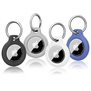 Vancle Air Tag Holder 4 Pack, Airtag Keychain Holder, Anti-Scratch, Twist Lock Design, Airtag Case with Metal Key Chain Ring - AirTag Accessory for Kids, Keys, Pets, Luggage, & More