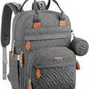 BabbleRoo Diaper Bag Backpack - Baby Essentials Travel Tote - Multi Function Waterproof Diaper Bag, Travel Essentials Baby Bag with Changing Pad, Stroller Straps & Pacifier Case - Unisex, Dark Gray