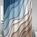 Shower Curtain Abstract Gradient Striped Art Waterproof Bathroom Curtains Set with Hooks,Modern Ombre Blue Washable Bathtub Curtain for Shower Stall/Hotel Bathtub Decor,72x72in