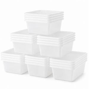 gisgfim 24 Pack Plastic Cubby Storage Bins Crew Toy Stackable Bin Classroom Plastic Cubby Bins Stackable Storage Containers Classroom Book Bin for Student Teacher School Office Home(Clear)