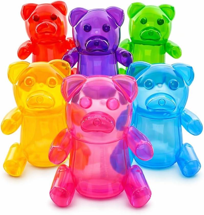 4E's Novelty Inflatable Gummy Bears Huge 24" - Pack of 6 Unique Blow Up Pool Toys for Kids, Candyland Themed Birthday Party Decorations Supplies