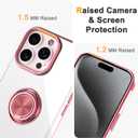Tnarru Designed for iPhone 16 Pro Clear Case with Stand [Magnetic Ring Holder Kickstand] Soft TPU Bumper Non-Yellowing Anti-Scratch Lightweight Slim for iPhone 16 Pro Case Pink