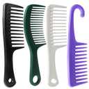 Wide Tooth Comb - 4 Pieces Hair Comb and Brush Set,Large Detangling Comb for Curly, Wet, or Dry Hair in All Types,Does Not ScratchThe Scalp