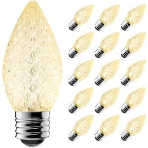 Upgraded 25-Pack C7 LED Christmas Light Replacement Bulbs, Shatterproof LED Bulbs for E12 Base Sockets for Christmas String Lights, Outdoor Waterproof Christmas Village Bulbs - Warm White