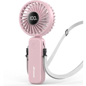 AMACOOL Handheld Fan Foldable, 5000mAh Rechargeable Hand Fans with Powerful Cooling, 4 Speeds, LED Display, Portable Fan for Travel,Concerts,Makeup,Lash,Outdoor Events,Gifts Women