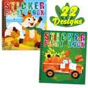 90shine 2PCS Fall Crafts for Kids Sticker Books Ages 4-8 Autumn Thanksgiving Themed Designs Party Gift Create 22 Pictures