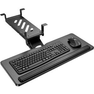 HUANUO Keyboard Tray Under Desk, Adjustable Ergonomic Keyboard & Mouse Tray, Flat Bottom Or Cross Beam Installation, Smooth Sliding Keyboard Holder for Typing in Home Office, Easy Setup, 25″W x 9.84″D