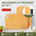 2 Pack Small Bamboo Wood Cutting Board for Kitchen 8.6" x 6" Mini Wooden Charcuterie Boards Lightweight Chopping Board Non Toxic Serving Board Tiny Chef Set Camping Fruit Lemon Sandwich Cheese Board