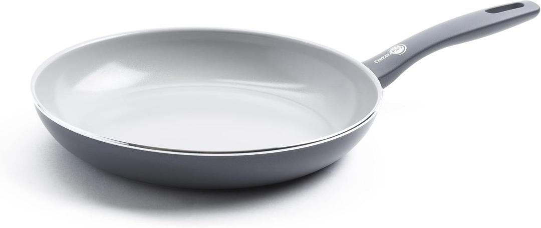GreenPan Dover Healthy Ceramic Nonstick, 12" Frying Pan Skillet, PFAS-Free, Dishwasher Safe, Comfort Grip Handle, Grey