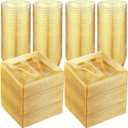 Mifoci 300 Pcs Gold Glitter Plastic Plates Set for Party 100 Pcs 6.5 Inch Plastic Plates with 100 Forks and 100 9 oz Cups for Wedding Party Halloween(Gold Glitter)