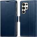 KEZiHOME Case for Galaxy S26 Ultra, Genuine Leather Wallet Case [RFID Blocking] Card Holder Kickstand Magnetic Protective Phone Folio Cover Compatible with Galaxy S26 Ultra 6.9"(Blue)