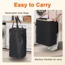 GARPROVM Double Laundry Hamper with Lid 150L Large Laundry Basket with Bamboo Handles Foldable Clothes Hampers with 2 Removable Liner Bags for Laundry for Bedroom Bathroom Dorm Laundry Room, Black, 22.54" x 14.56" x 28.75"