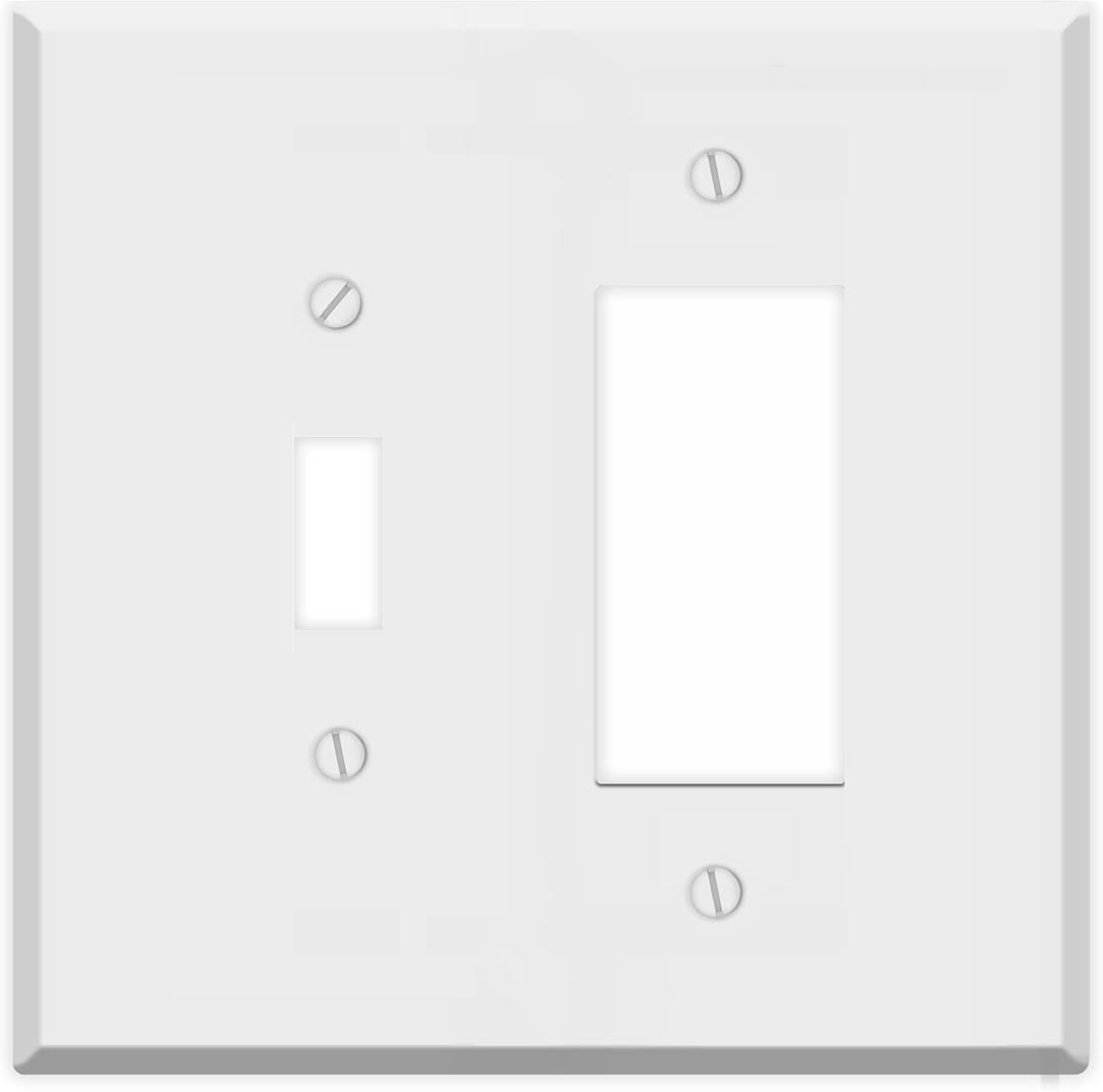 OVERSIZED White Metal Outlet Cover, 2-Gang, Toggle And Decorator Switch Wall Plate, 5.5" x 5.50", Painted Metal Combination Wall Plate, Corrosive Resistant, Matching Screws, Made in USA
