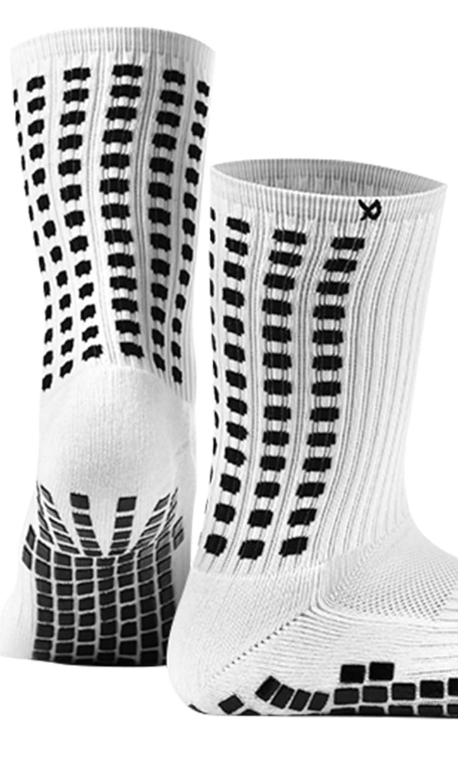 Lux Dual Grip Socks - Soccer Grip Socks for Men and Women. GripArray Performance & Comfort White