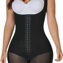 YIANNA Fajas Colombianas Moldeadoras Shapewear Tummy Control for Women Butt Lifter with Zipper Crotch Faja Body Shaper (Medium, 1-black)