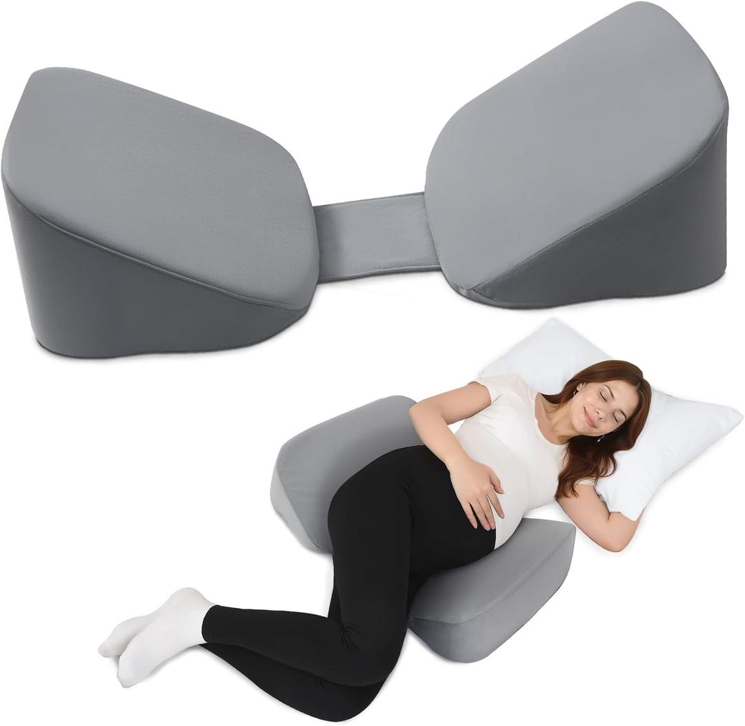 30Adjustable Pregnancy Pillow Portable Travel Maternity Pillow Wedge with Washable Cover, Relief Back, Belly & Hip Pressure, Ideal for Side Sleeping Pregnant Women
