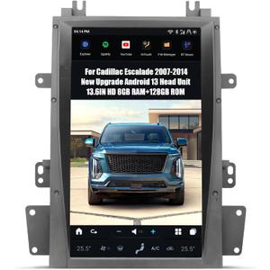 AUCARTUO AuCar Android 13 Car Radio 13.6 Inch Touch Screen Head Unit for Cadillac Escalade 2007-2014 Car Multimedia Stereo Video Player GPS Navigation Wireless Carplay & Android Auto 8+128GB
