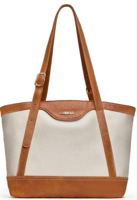 Shoulder Bag for Women Tote Purses and Handbags Top Handle Work Bag Satchel Hobo Purse, Beige Brown