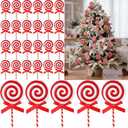 Beeveer 50 Pcs Bulk Christmas Candy Cane Decorations Plastic Peppermint Lollipop Candy Ornaments for Xmas Tree, DIY Crafts, Plain Wreaths,Swags,Garlands Decor(Red, White)