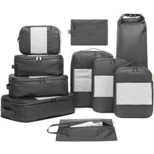 10-Pack Large Compression Packing Cubes for Travel - Lightweight Compression Packing Cube Set, Water-Resistant Luggage Organizer Bags & Suitcase Organizers, Travel Cubes for Carry-On, Checked Luggage