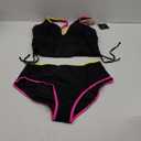 ZAFUL Women's Swimsuits High Waisted Bikini Sets Tummy Control Neon Swimwear Bathing Suit, L