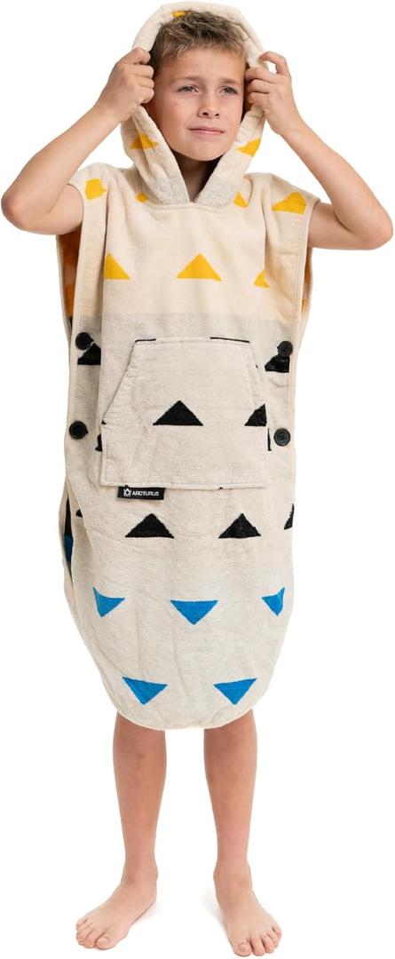 Arcturus Surf Poncho | Hooded Changing Towel & Cover-Up | 100% Cotton Velour | 2-in-1 Design Converts Your Poncho to a Beach Towel (The Wedge, Kids)
