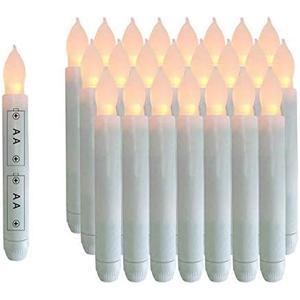 24PCS LED Flameless Taper Candles, 6.5 Tall Tapered Candlesticks Battery Operated, Warm White Flickering Flame LED Taper Candles for Wedding, Halloween, Thanksgiving -Batteries Not Included