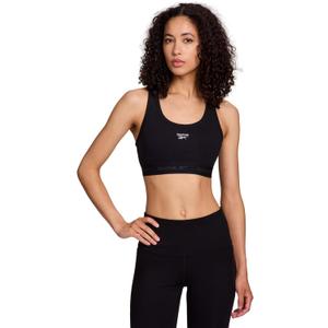 Reebok High Speed Women's Medium Impact Sports Bra - with Removeable Cups & Elastic Hem Band (Black, S)