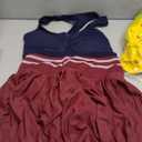 ATTRACO 2 Piece Tennis Dresses for Women High Waisted Pleated Skirt Sets Seamless Colorblock Golf Outfits (Medium, 2 Navy Blue/Wine Red)