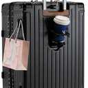 22 inch carry on luggage suitcase locks TAS approved Hardside Lightweight Suitcase with Cup Holder TSA Lock Carry On Luggage with USB Port Phone Holder suitcases with 360 8 Double Spinner Wheels