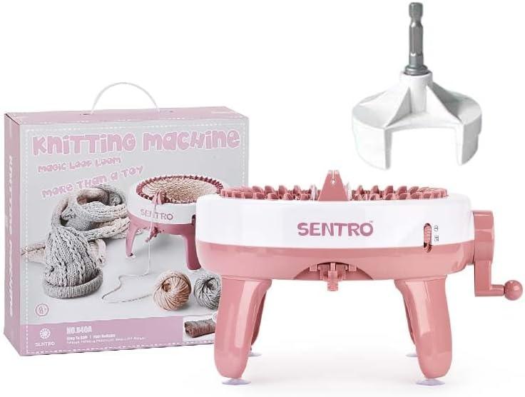 qooarker SENTRO Knitting Machine, 40 Needles Smart Weaving Loom Round Spinning Crochet Knitting Machines with Crank Handle Power Adapter with Hex Steel Bit for Automated Weaving