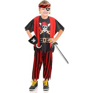 Kids Pirate Costume Set Pirate Captain Dress Up Outfits Playset for Boys Girls Halloween Role Play Cosplay S