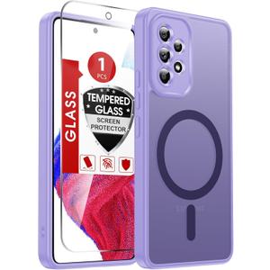 LeYi for A53 Samsung Phone Case: Magnetic Samsung Galaxy A53 5G Phone Case with Screen Protector, Frosted Translucent Funda para A 53 Cell Android Celulare, Choice, Lavender