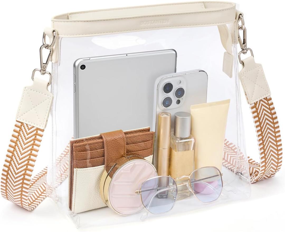 BOSTANTEN Clear Bag for Stadium Events Approved Crossbody Purse with Adjustable Strap for Concerts, Festivals