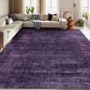 Kokia Abstract Area Rugs 9x12 Bedroom Washable Decor Low Pile Non-Slip Non-Shedding Indoor Carpet Foldable Stain Resistant Floor Mat Living Room Dining Room, Purple Rug, Oslo Dusty (Graphite/Plum/Violet/Dusty)