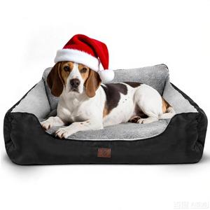 Dog Bed for  Dogs, Rectangle Washable Orthopedic Dog Bed, Soft Calming Sleeping Bed Durable Pet Cuddler with Anti-Slip Bottom, 31”x26”x7”, Black