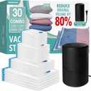 30 Vacuum Storage Bags with Electric Pump, Vacuum Sealed Storage Bags (5Jumbo/5Large/10Medium/10Small), Space Saver Vacuum Seal Bags for Clothing, Comforters, Pillows, Towel, Blanket Storage, Bedding