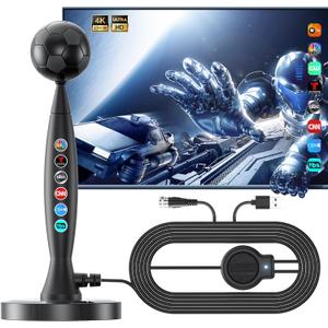2026 TV Antenna for Smart TV, Digital HD TV Antenna Indoor with Signal Amplifier, 1800+ Miles Range 4K1080P with Magnetic Base for Local Channels, Long Range Reception, Easy Installation