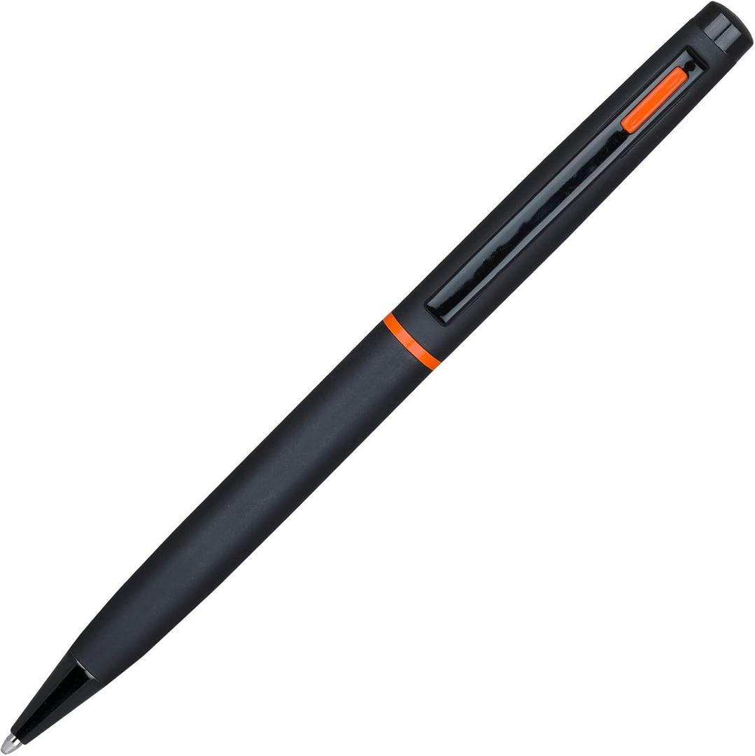 Lanier 4G Matt Black Ballpoint Pen - Black Shiny Parts with Medium Tip 0.7mm Cross Style Refill (with Accents - Pink or Purple or Orange or Blue or White)