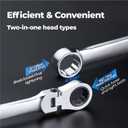 toolant Extra Long Ratcheting Wrench, Flex Head & Fixed Offset Head Double Box End Combination Wrench, CR-V Steel, Metric 24mm