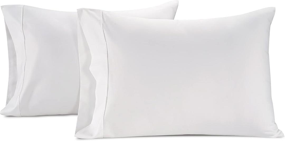 Lane Linen 100% Cotton Blue Pillow Covers Standard Size Set of 2, 600 Thread Count - Cooling & Breathable, Satin Soft Pillowcase with Envelope Closure (20" x 30") - Pillow Cases Standard Queen - Blue