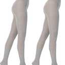 MANZI Sparkly Tights for Women, Metallic Shimmer, 50 Denier, Opaque, High Rise (Pack of 2) (Small-Medium, Silver)