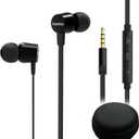 Joymiso Tangle Free Earbuds for Kids Women Small Ears with Case, Comfortable Lightweight in Ear Headphones, Flat Cable Ear Buds Wired Earphones with Microphone and Volume Control for Cell Phone Laptop