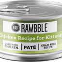 BIXBI Rawbble Chicken Pate Recipe for Kittens Cans Grain Free, Protein Rich Wet Kitten Food (2.75 Ounce Cans, Case of 24) (BBD 24 JUN 2025)