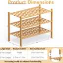 Haddockway Large 3 Tier Bamboo Shoe Rack Storage Organizer, Multifunctional Free Standing Stackable Shoe Shelf with Grid Panel for Closet,Hallway,Entryway,Small Space 27"x12"x21"