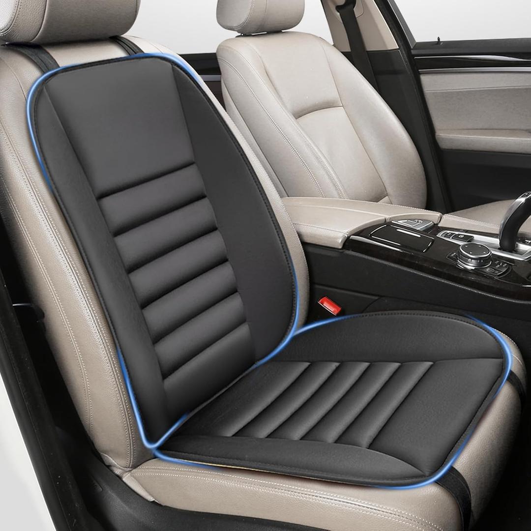 Car Seat Cushion with Back Support Pillow, 1.2'' Thick Enhanced Comfort Memory Foam Design for Pain Relief, Ideal for Drivers and Office Use - Ergonomic Lumbar Comfort for Long Sitting