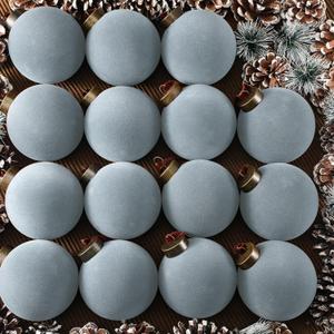 Liliful 15 Pcs Velvet Christmas Balls Bulk Flocked Christmas Tree Ball Ornaments Plastic Xmas Decorative Hanging Ornaments(Dusty Blue,3.15 Inch)